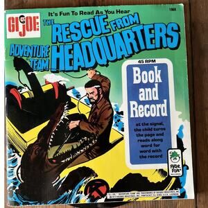 GI JOE, RESCUE FROM ADVENTURE TEAM HEADQUARTERS BOOK AND RECORD, PETER PAN, 1973